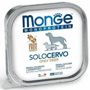 MONGE DOG MONOPROTEIN DEER suņu konservi pastēte Briedis 150g